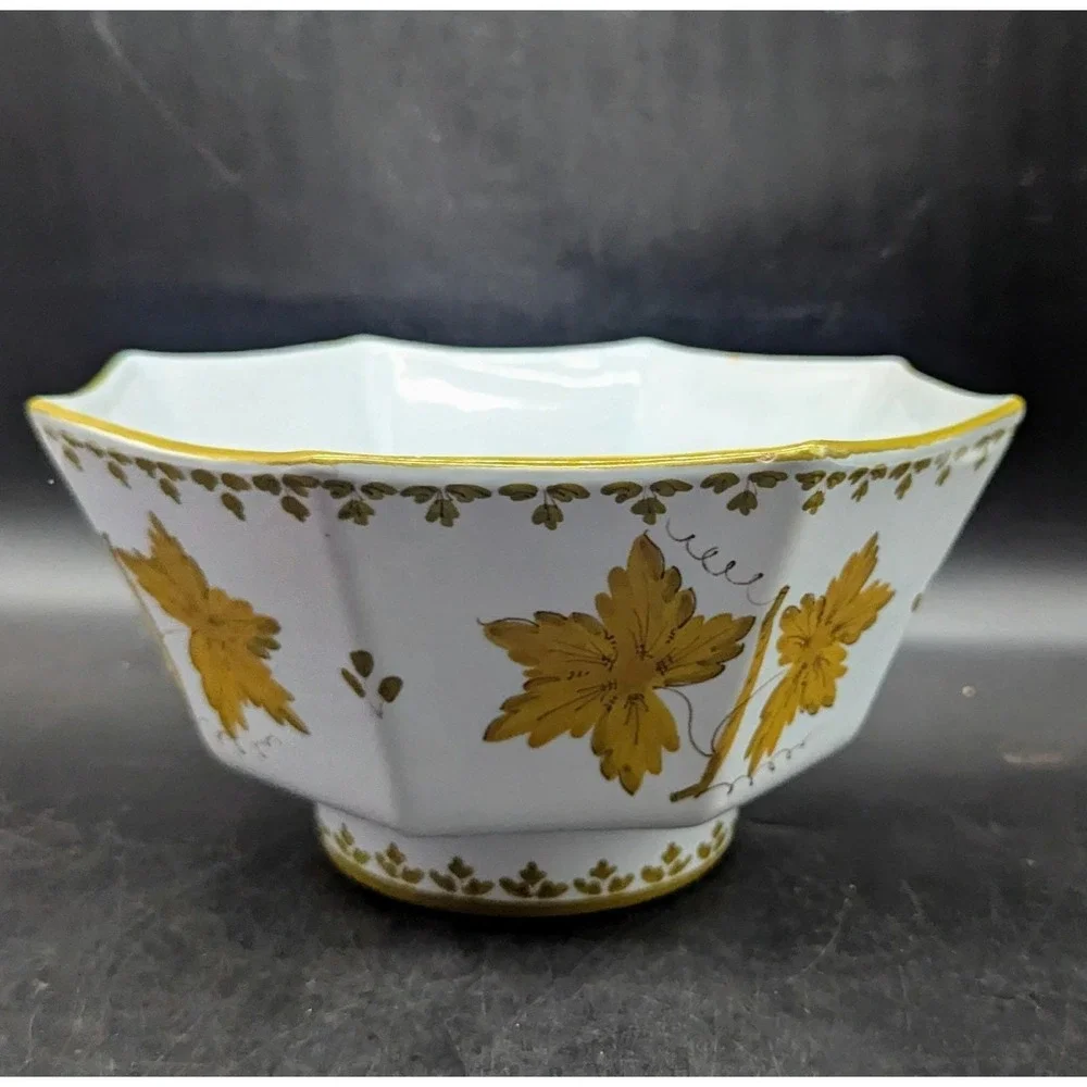Vintage Italian Faience Pottery Octagon Shaped Salad Pasta Bowl 9'